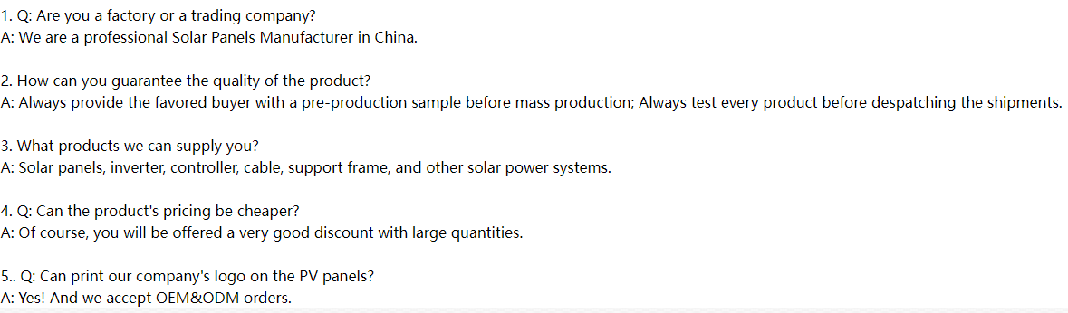 High Efficiency 160W/170W/180W/190W Solar Panel High Efficiency 160W/170W/180W/190W Solar Panel