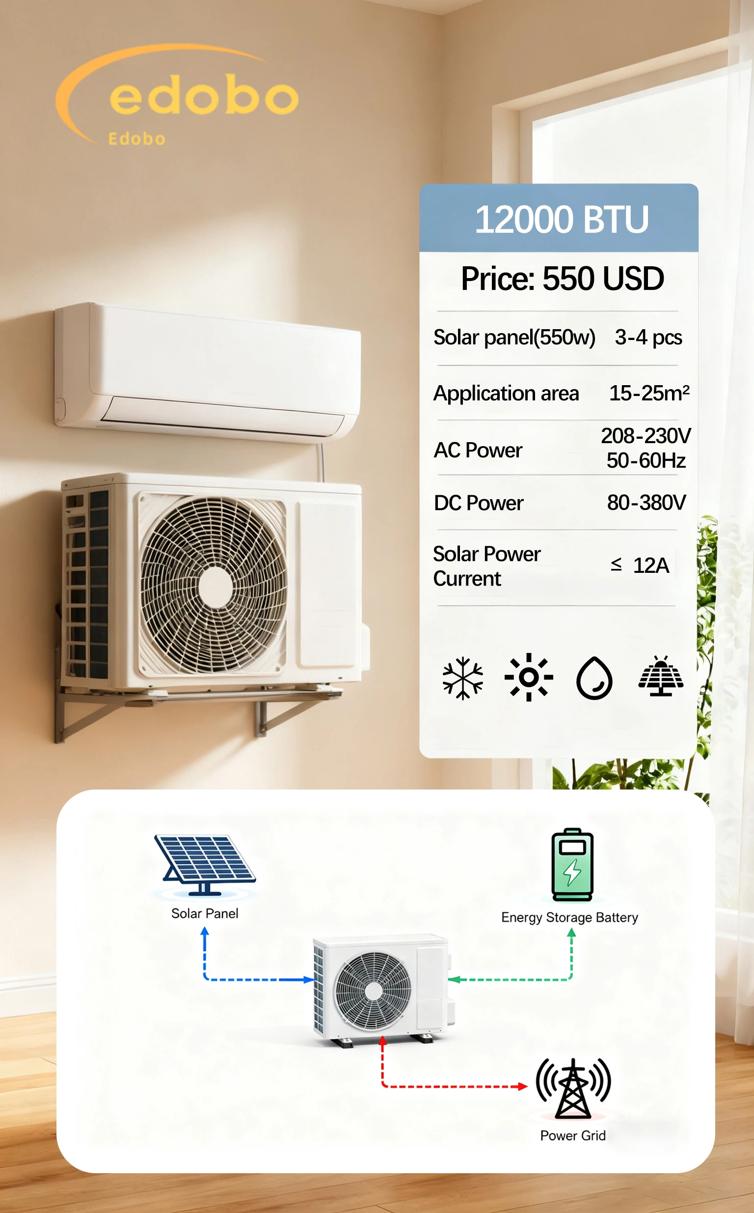12000btu solar air conditioner